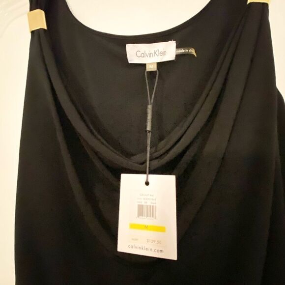 NWT Calvin Klein Black Maxi Dress with relaxed fit upper. Size M. - Picture 5 of 7
